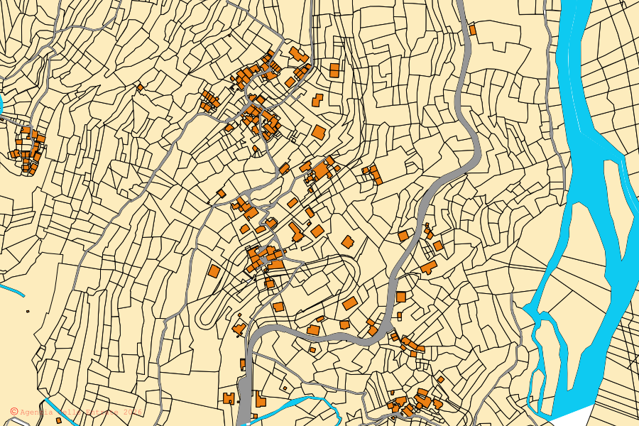 Mappa catastale del centro di Crevoladossola: particelle e fabbricati, cartografia Agenzia delle Entrate