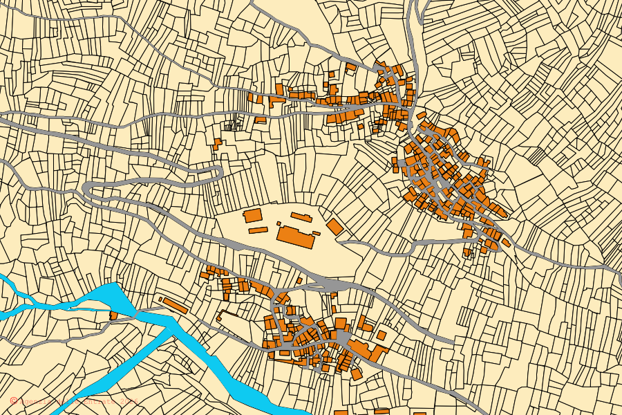 Mappa catastale del centro di Crissolo: particelle e fabbricati, cartografia Agenzia delle Entrate