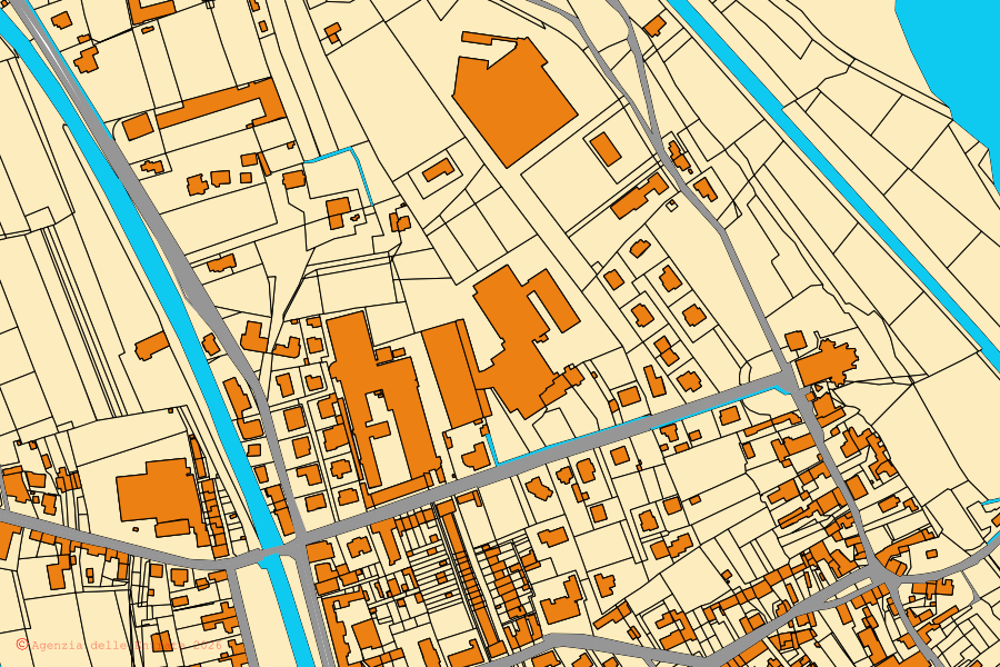 Mappa catastale del centro di Crocetta del Montello: particelle e fabbricati, cartografia Agenzia delle Entrate