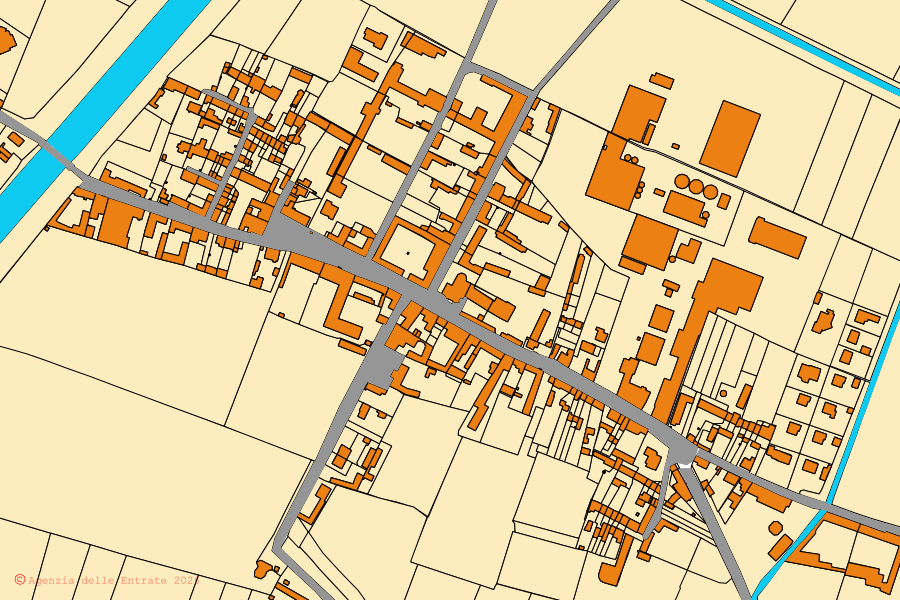 Mappa catastale del centro di Crova: particelle e fabbricati, cartografia Agenzia delle Entrate