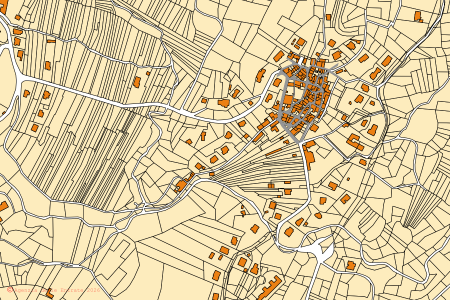 Mappa catastale del centro di Cuasso al Monte: particelle e fabbricati, cartografia Agenzia delle Entrate