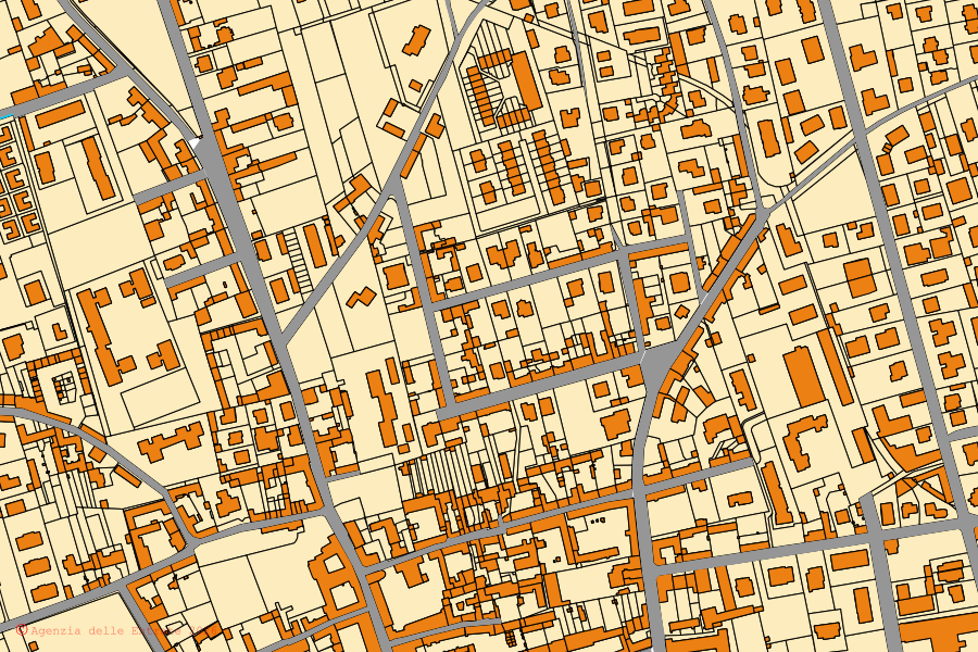 Mappa catastale del centro di Cuggiono: particelle e fabbricati, cartografia Agenzia delle Entrate