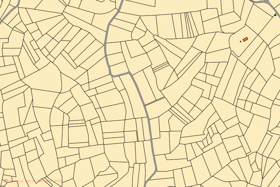 Mappa catastale del centro di Cunico: particelle e fabbricati, cartografia Agenzia delle Entrate