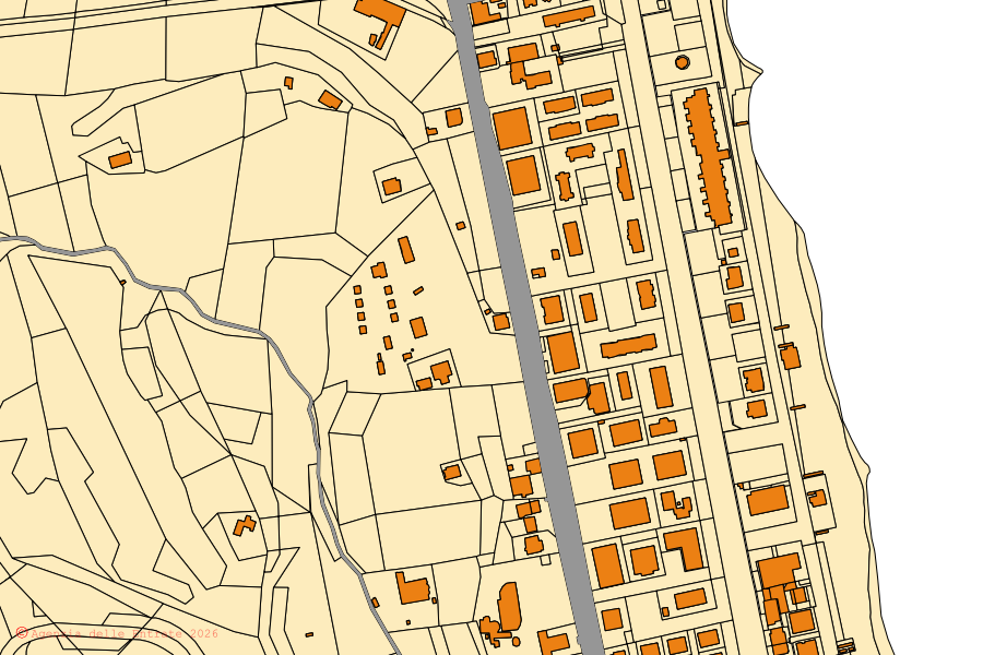 Mappa catastale del centro di Cupra Marittima: particelle e fabbricati, cartografia Agenzia delle Entrate
