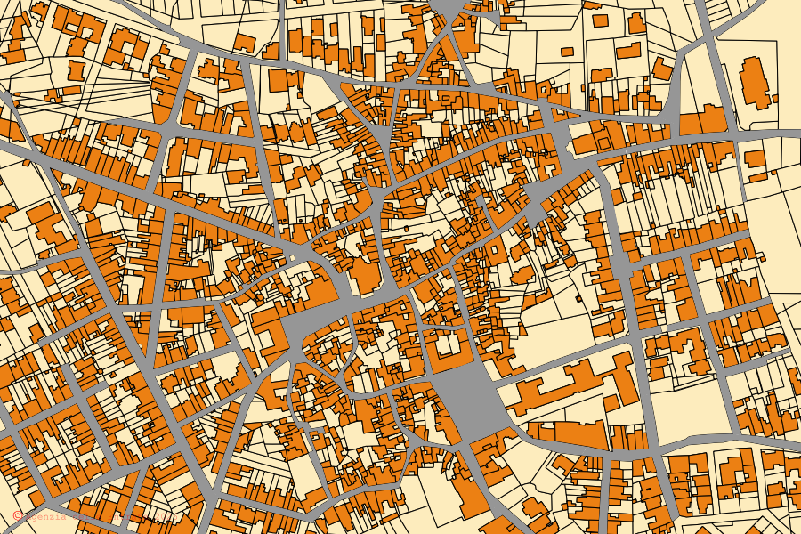 Mappa catastale del centro di Cursi: particelle e fabbricati, cartografia Agenzia delle Entrate