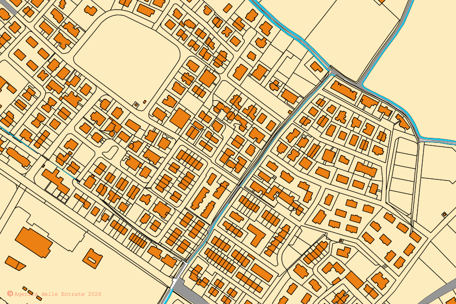 Mappa catastale del centro di Curtatone: particelle e fabbricati, cartografia Agenzia delle Entrate