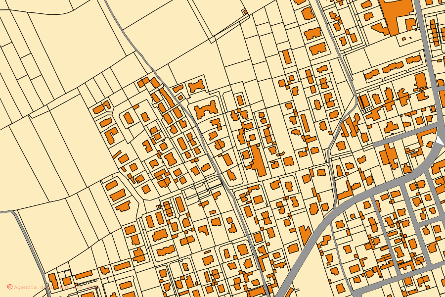 Mappa catastale del centro di Dairago: particelle e fabbricati, cartografia Agenzia delle Entrate