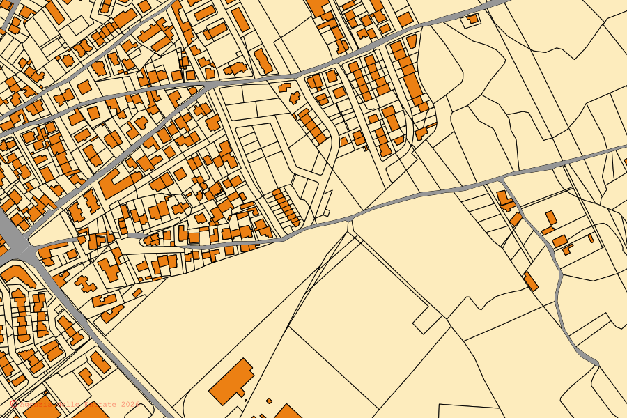 Mappa catastale del centro di Decimomannu: particelle e fabbricati, cartografia Agenzia delle Entrate