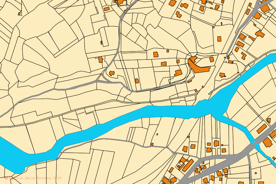 Mappa catastale del centro di Dego: particelle e fabbricati, cartografia Agenzia delle Entrate