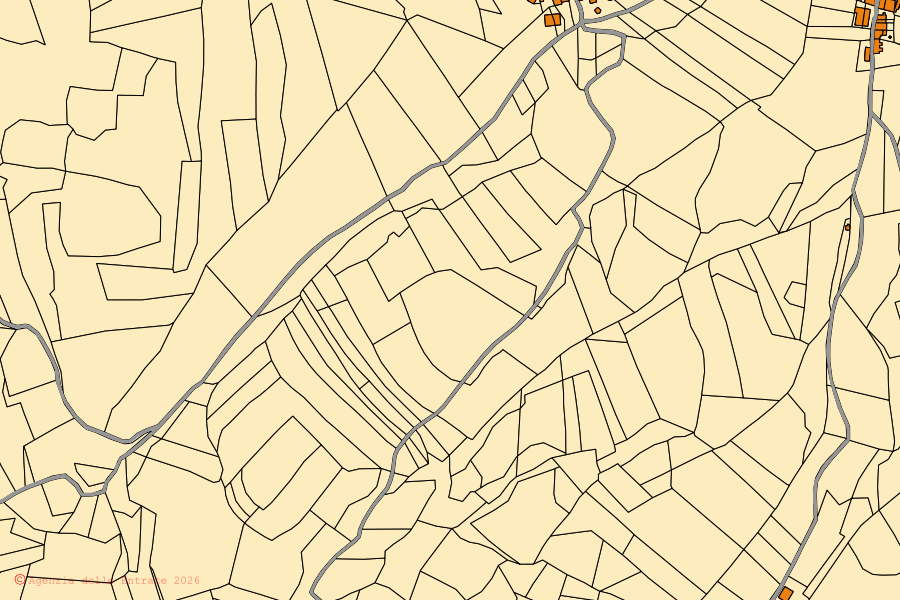 Mappa catastale del centro di Dernice: particelle e fabbricati, cartografia Agenzia delle Entrate