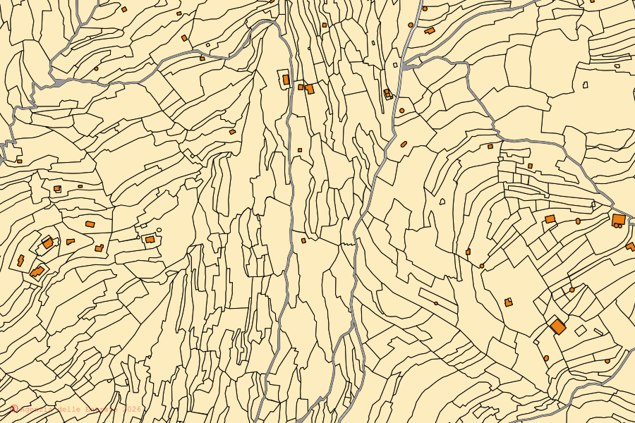 Mappa catastale del centro di Diano San Pietro: particelle e fabbricati, cartografia Agenzia delle Entrate