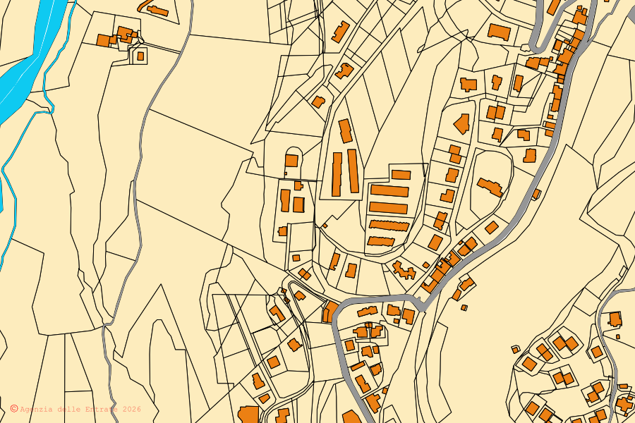 Mappa catastale del centro di Dipignano: particelle e fabbricati, cartografia Agenzia delle Entrate