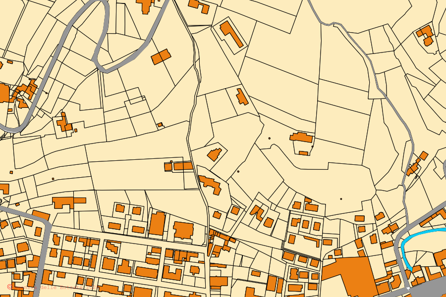Mappa catastale del centro di Dogliani: particelle e fabbricati, cartografia Agenzia delle Entrate