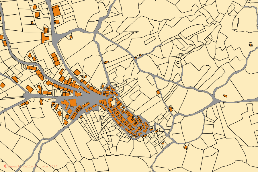Mappa catastale del centro di Dogliola: particelle e fabbricati, cartografia Agenzia delle Entrate