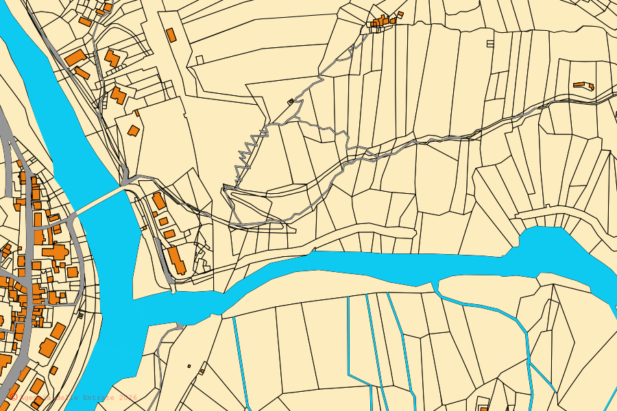 Mappa catastale del centro di Dogna: particelle e fabbricati, cartografia Agenzia delle Entrate