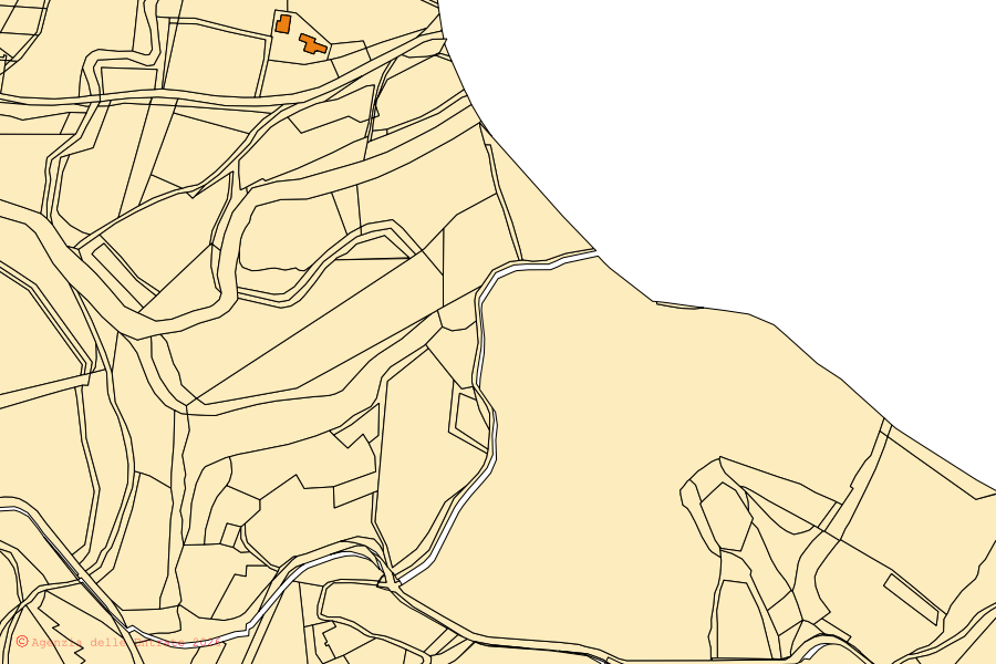 Mappa catastale del centro di Dolegna del Collio: particelle e fabbricati, cartografia Agenzia delle Entrate