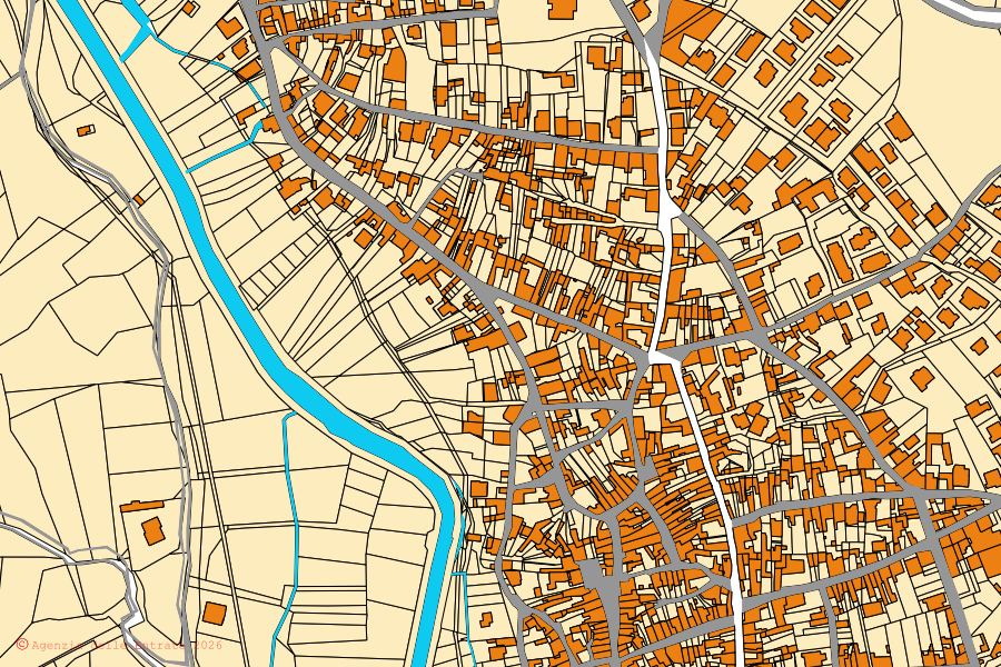 Mappa catastale del centro di Domusnovas: particelle e fabbricati, cartografia Agenzia delle Entrate