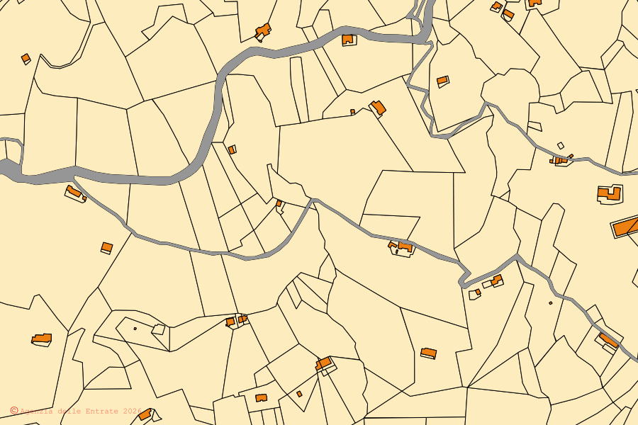 Mappa catastale del centro di Donato: particelle e fabbricati, cartografia Agenzia delle Entrate