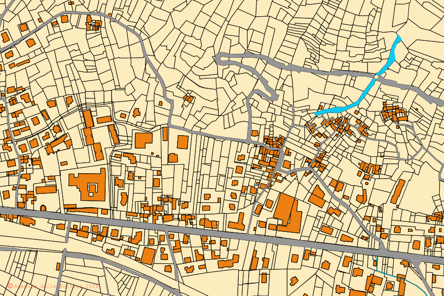 Mappa catastale del centro di Donnas: particelle e fabbricati, cartografia Agenzia delle Entrate