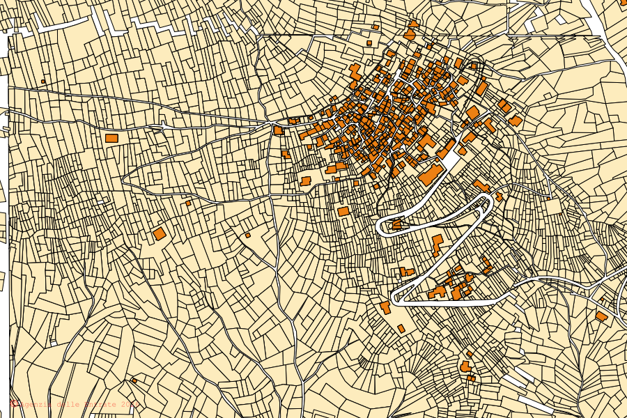 Mappa catastale del centro di Dosso del Liro: particelle e fabbricati, cartografia Agenzia delle Entrate