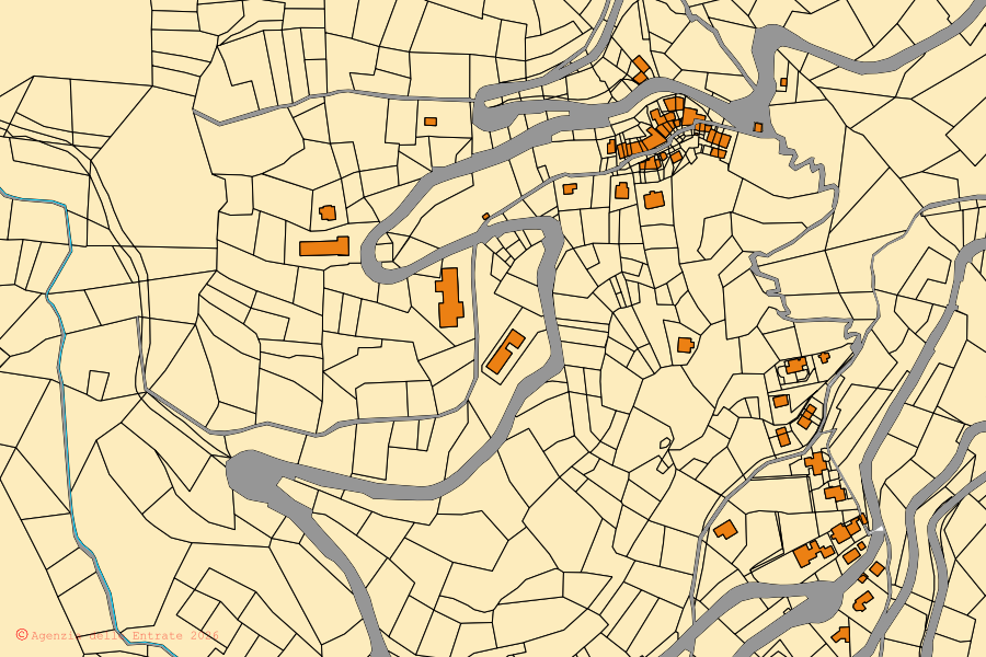 Mappa catastale del centro di Doues: particelle e fabbricati, cartografia Agenzia delle Entrate