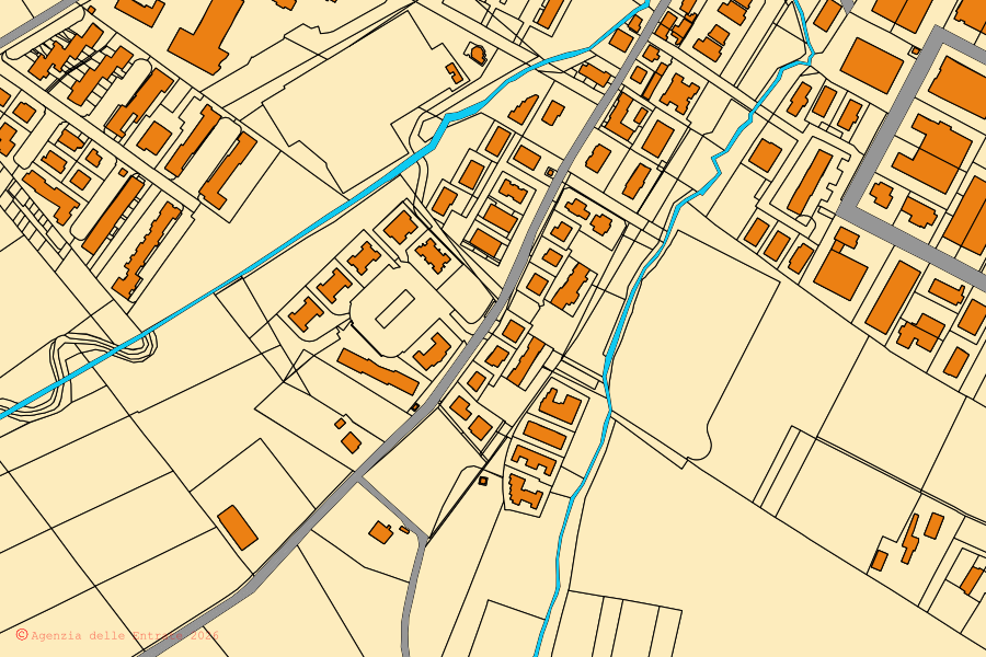 Mappa catastale del centro di Dozza: particelle e fabbricati, cartografia Agenzia delle Entrate