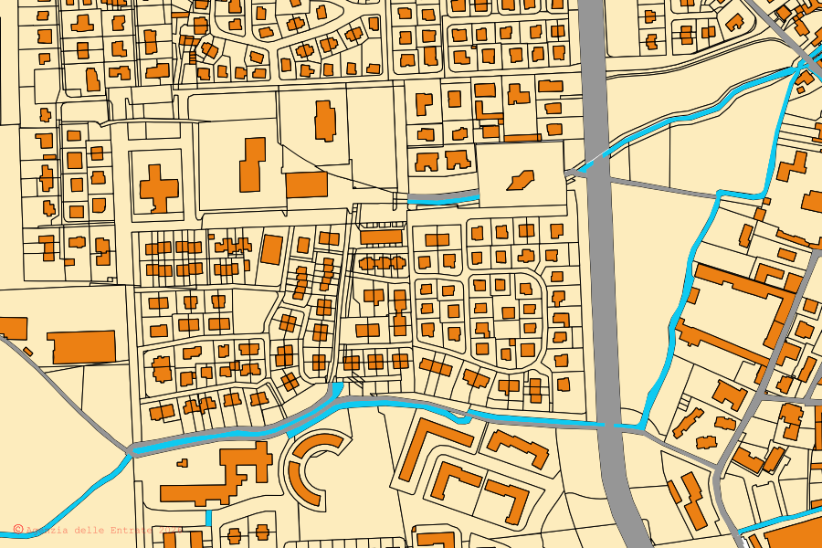 Mappa catastale del centro di Dresano: particelle e fabbricati, cartografia Agenzia delle Entrate
