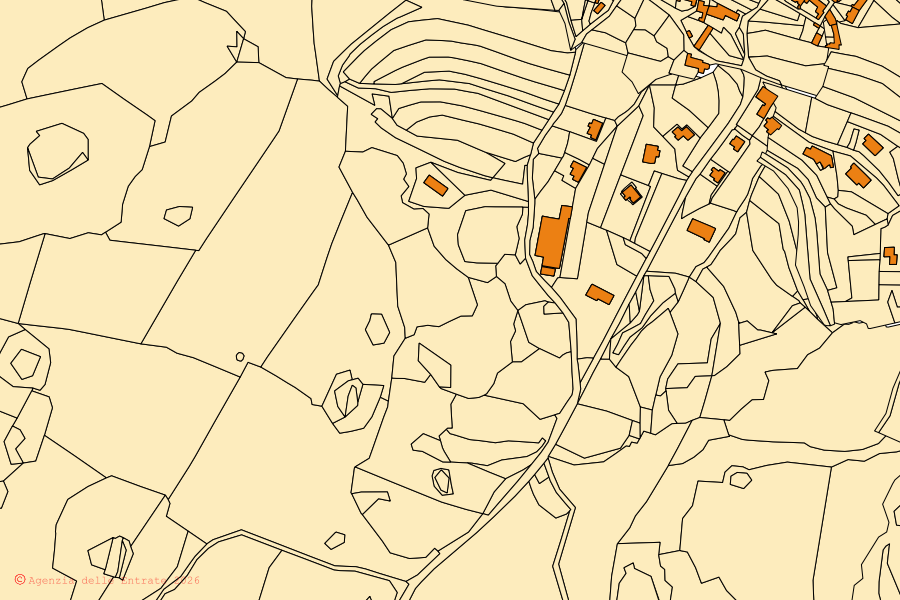 Mappa catastale del centro di Duino Aurisina: particelle e fabbricati, cartografia Agenzia delle Entrate