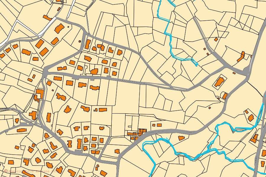 Mappa catastale del centro di Ello: particelle e fabbricati, cartografia Agenzia delle Entrate