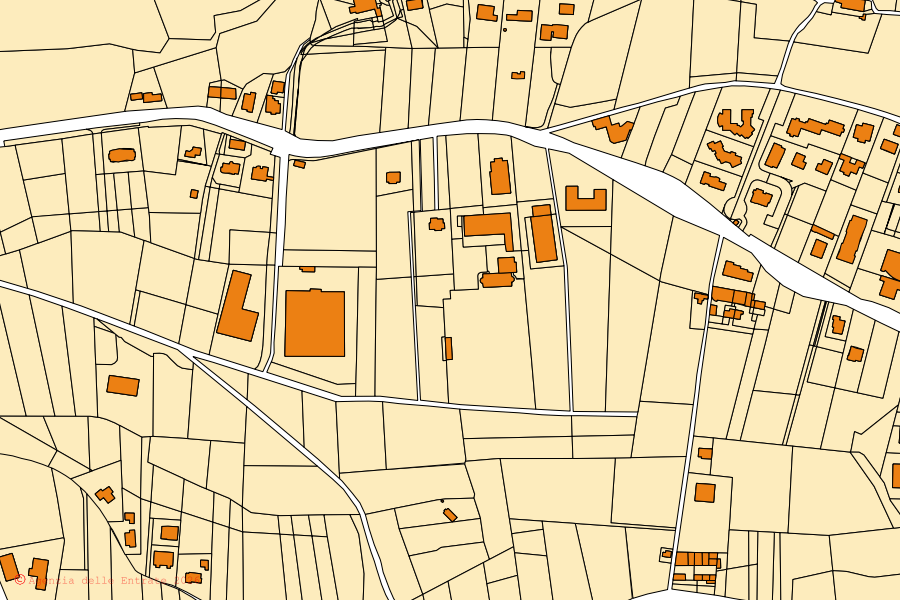 Mappa catastale del centro di Endine Gaiano: particelle e fabbricati, cartografia Agenzia delle Entrate