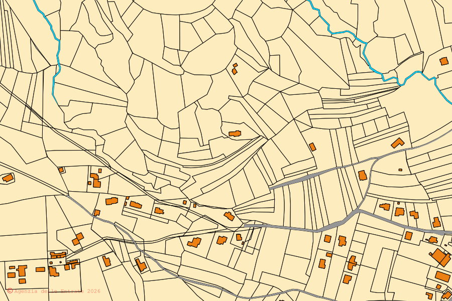 Mappa catastale del centro di Enemonzo: particelle e fabbricati, cartografia Agenzia delle Entrate