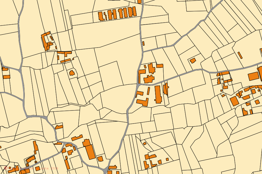 Mappa catastale del centro di Envie: particelle e fabbricati, cartografia Agenzia delle Entrate