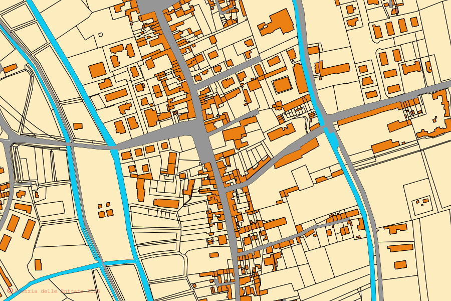 Mappa catastale del centro di Erbè: particelle e fabbricati, cartografia Agenzia delle Entrate
