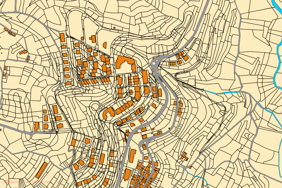 Mappa catastale del centro di Erto e Casso: particelle e fabbricati, cartografia Agenzia delle Entrate