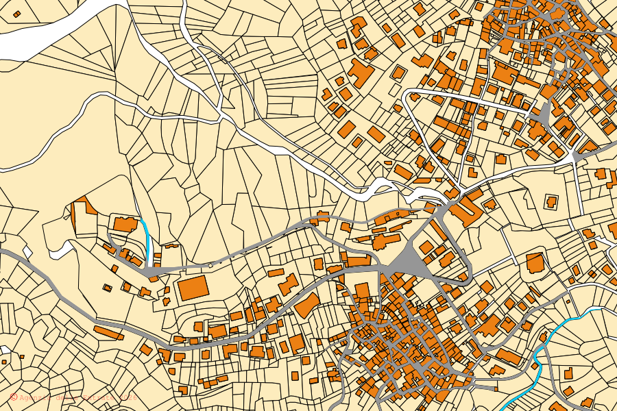 Mappa catastale del centro di Esino Lario: particelle e fabbricati, cartografia Agenzia delle Entrate