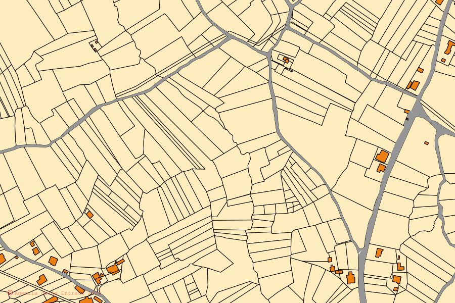 Mappa catastale del centro di Esperia: particelle e fabbricati, cartografia Agenzia delle Entrate
