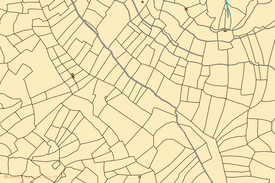 Mappa catastale del centro di Fabbriche di Vergemoli: particelle e fabbricati, cartografia Agenzia delle Entrate