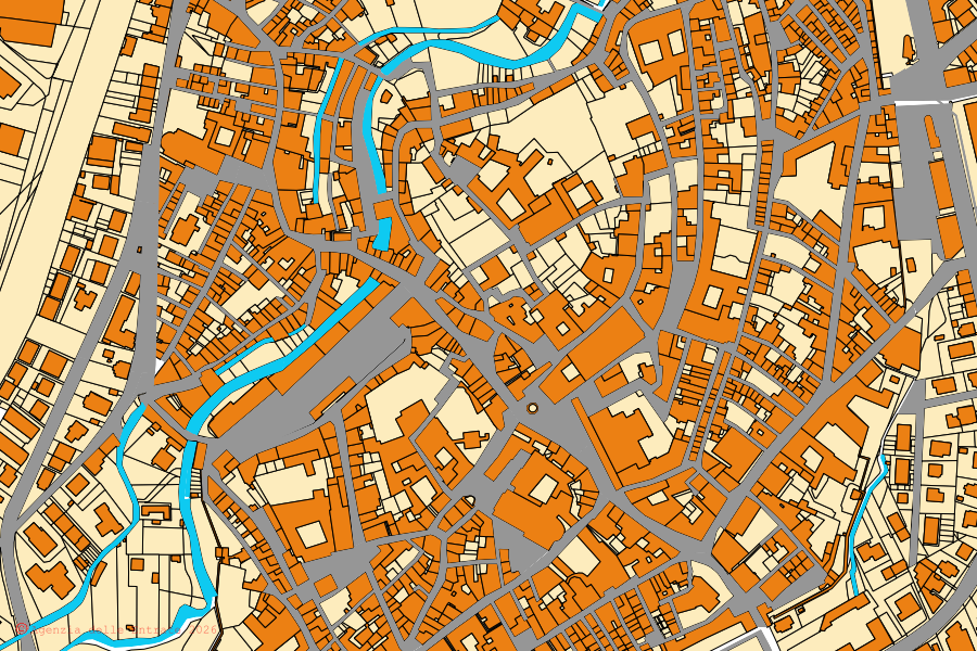 Mappa catastale del centro di Fabriano: particelle e fabbricati, cartografia Agenzia delle Entrate