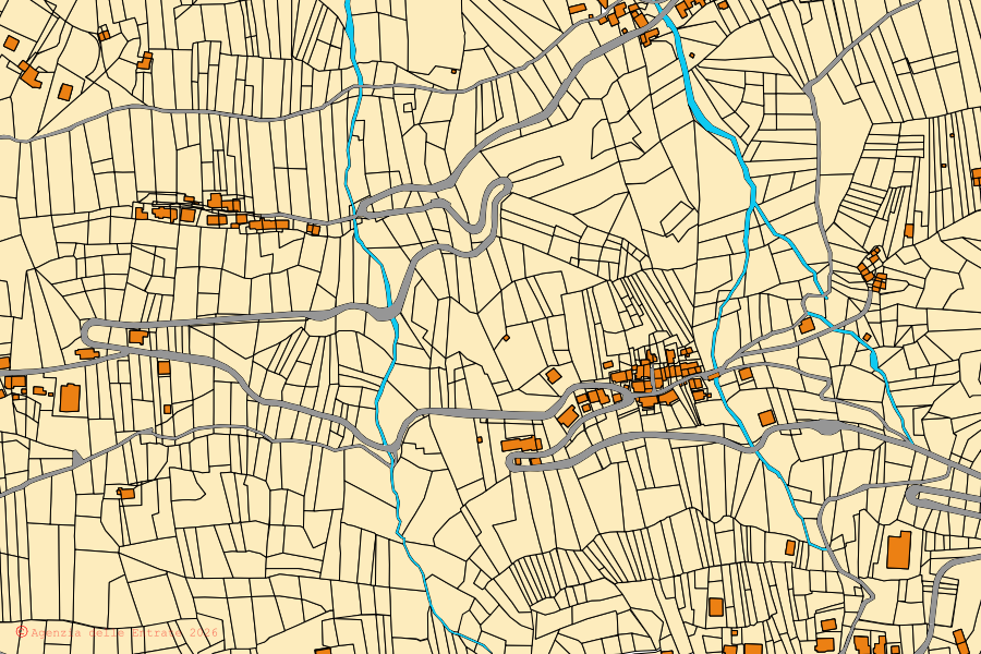 Mappa catastale del centro di Faedo Valtellino: particelle e fabbricati, cartografia Agenzia delle Entrate