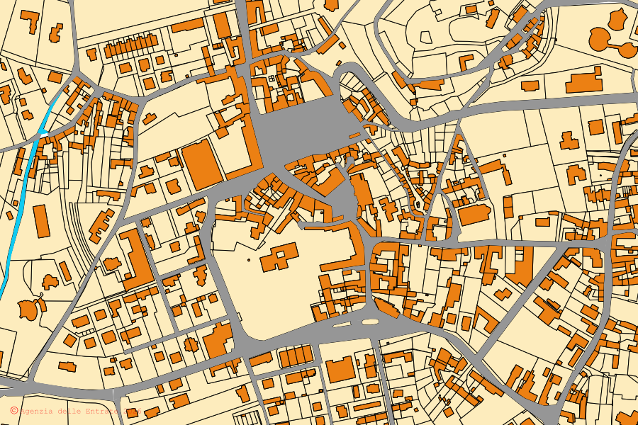 Mappa catastale del centro di Fagagna: particelle e fabbricati, cartografia Agenzia delle Entrate