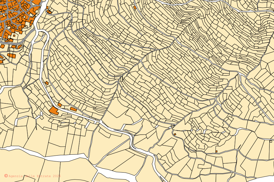 Mappa catastale del centro di Faggeto Lario: particelle e fabbricati, cartografia Agenzia delle Entrate