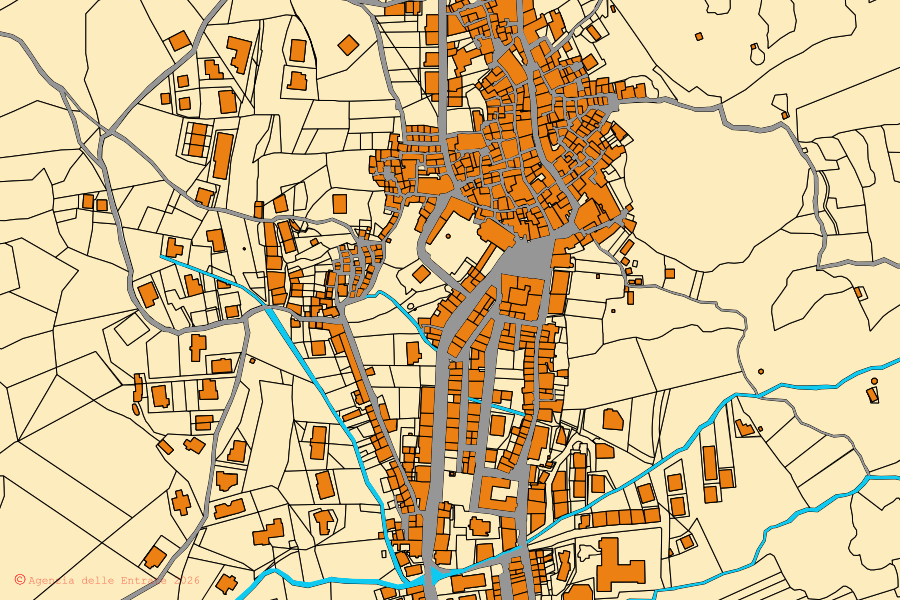 Mappa catastale del centro di Fagnano Castello: particelle e fabbricati, cartografia Agenzia delle Entrate