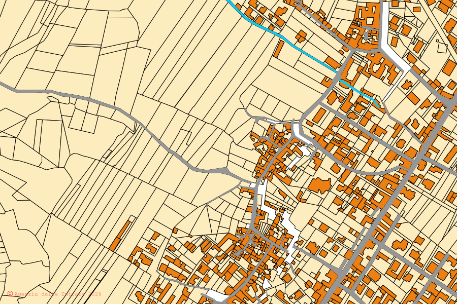 Mappa catastale del centro di Falciano del Massico: particelle e fabbricati, cartografia Agenzia delle Entrate