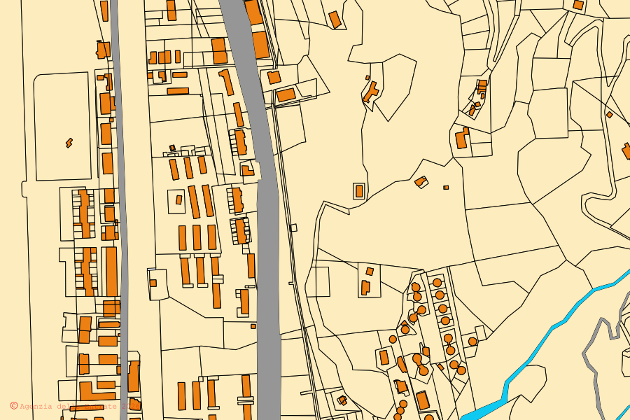 Mappa catastale del centro di Falconara Albanese: particelle e fabbricati, cartografia Agenzia delle Entrate