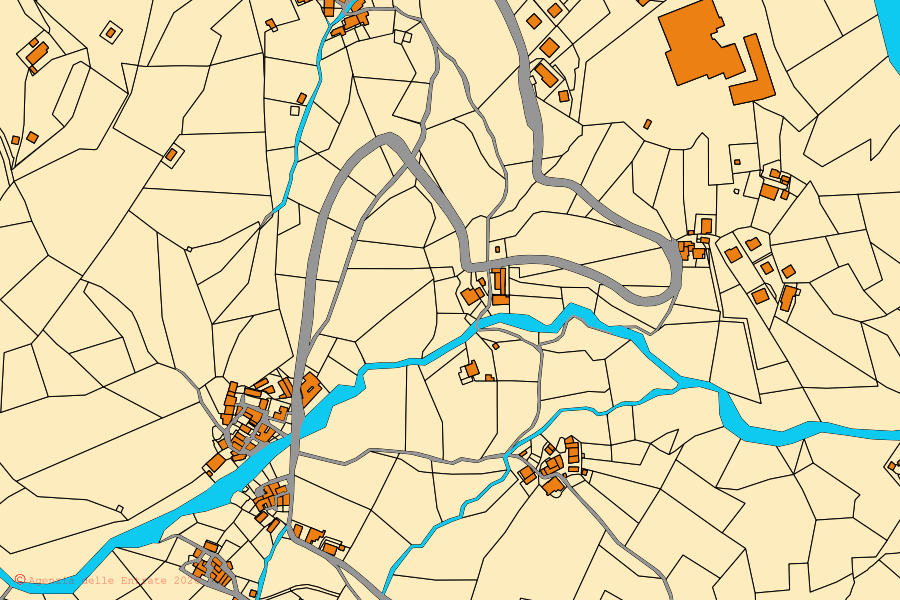 Mappa catastale del centro di Fanano: particelle e fabbricati, cartografia Agenzia delle Entrate