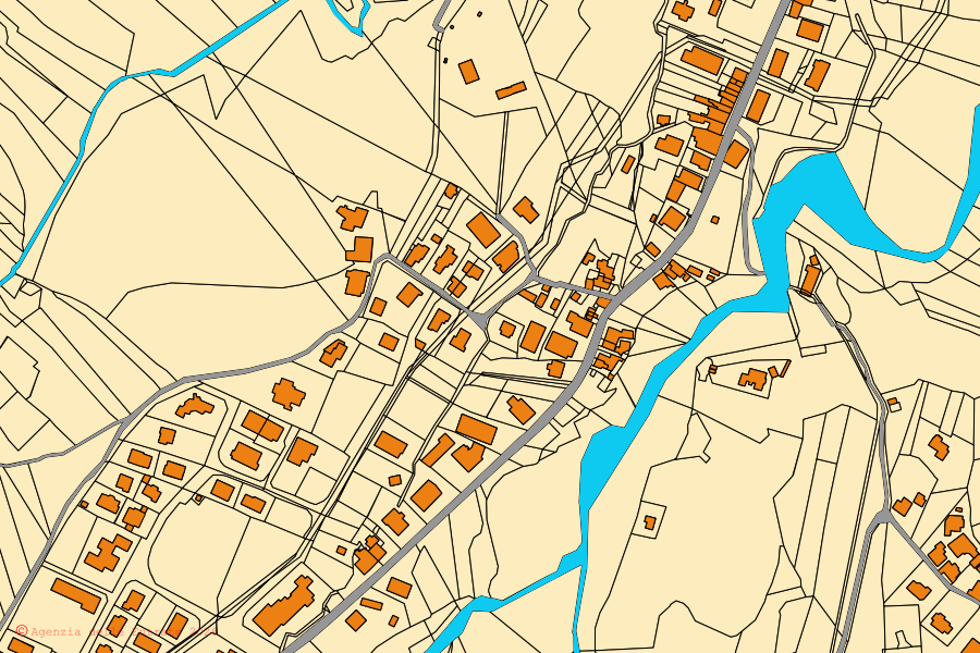 Mappa catastale del centro di Fara Filiorum Petri: particelle e fabbricati, cartografia Agenzia delle Entrate