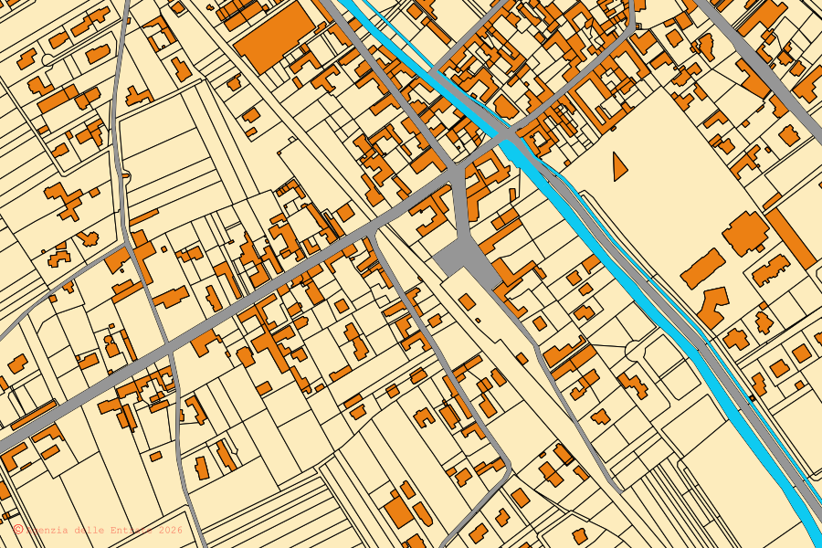 Mappa catastale del centro di Fara Novarese: particelle e fabbricati, cartografia Agenzia delle Entrate