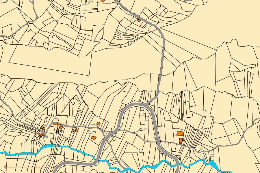 Mappa catastale del centro di Farini: particelle e fabbricati, cartografia Agenzia delle Entrate