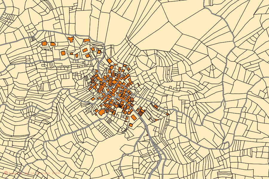 Mappa catastale del centro di Fascia: particelle e fabbricati, cartografia Agenzia delle Entrate