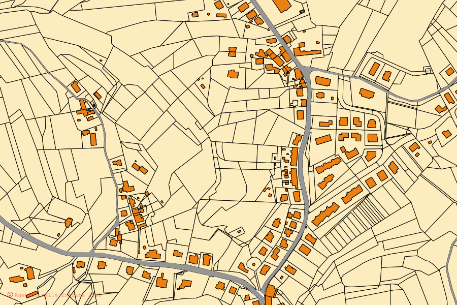Mappa catastale del centro di Fauglia: particelle e fabbricati, cartografia Agenzia delle Entrate